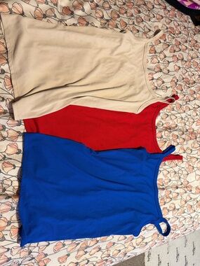 No Boundaries Ribbed Tank Trio in Blue, Red,